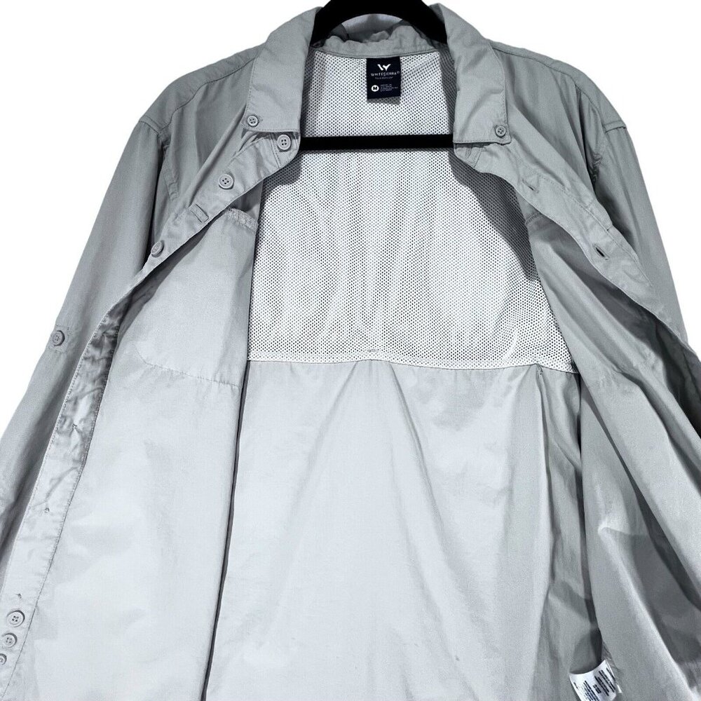 White Sierra Outdoor Shirt Beige Medium Fishing Hiking Vented Rolled Sleeves - Picture 9 of 16